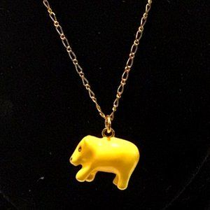 J Crew Yellow Hippo Necklace on gold chain